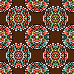 Vector seamless pattern ethnic style background. Vintage decorative texture for wallpapers, backgrounds and page fill. Indian, arabic motive.
