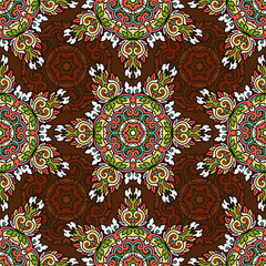Vector seamless pattern ethnic style background. Vintage decorative texture for wallpapers, backgrounds and page fill. Indian, arabic motive.