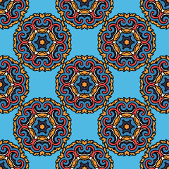 Vector seamless pattern ethnic style background. Vintage decorative texture for wallpapers, backgrounds and page fill. Indian, arabic motive.