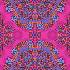 Vector seamless pattern ethnic style background. Vintage decorative texture for wallpapers, backgrounds and page fill. Indian, arabic motive.