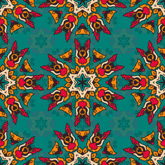 Vector seamless pattern ethnic style background. Vintage decorative texture for wallpapers, backgrounds and page fill. Indian, arabic motive.