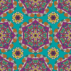 Vector seamless pattern ethnic style background. Vintage decorative texture for wallpapers, backgrounds and page fill. Indian, arabic motive.