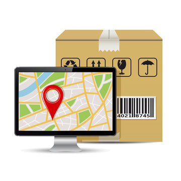 Shipping parcel tracking order design, vector illustration