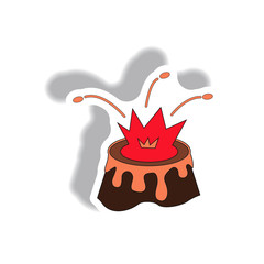 Volcano mountain top exploding. Volcano sticker