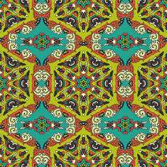 Vector seamless pattern ethnic style background. Vintage decorative texture for wallpapers, backgrounds and page fill. Indian, arabic motive.