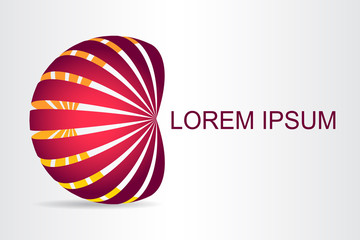 Logo stylized spherical surface with abstract shapes