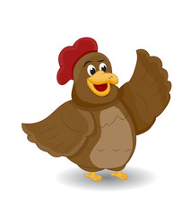illustration brown fat chicken on white background