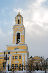 Fototapeta na wymiar The bell tower of Church of St. Nicholas in Ekaterinburg, Russia