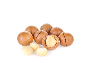 Macadamia nut on white background
