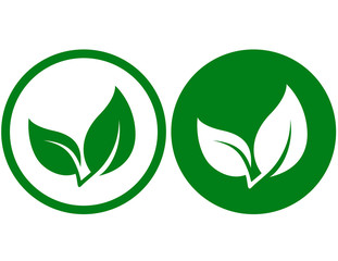 Fototapeta premium ikona z zielonym liściem