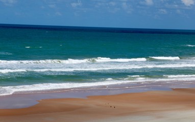 The white clouds over the ocean.