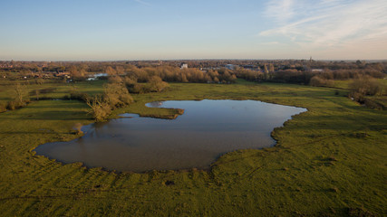Drone Picture Aerial of a Lake in the English countryside