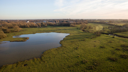 Drone Picture Aerial of a Lake in the English countryside