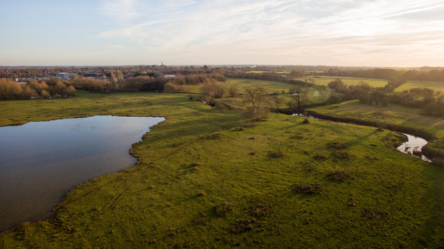 Drone Picture Aerial of a Lake in the English countryside