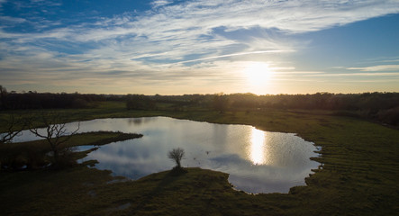 Drone Picture Aerial of a Lake in the English countryside