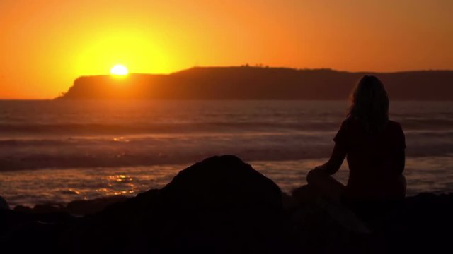 High quality video of practicing yoga at the sunset in real 1080p slow motion 120fps