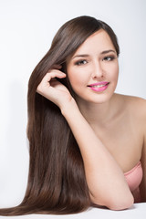 Fototapeta premium woman with long beautiful hair