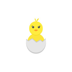 Chick hatched from an egg flat icon, religion & holiday elements, Happy easter sign, a colorful solid pattern on a white background, eps 10.
