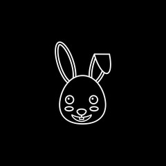 Happy Easter bunny line icon, religion & holiday elements, rabbit sign, a linear pattern on a black background, eps 10.