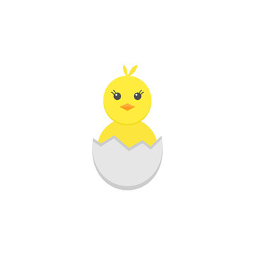 recommend clip art: Chick hatched from an egg flat icon, religion & holiday elements, Happy easter sign, a colorful solid pattern on a white background, eps 10.