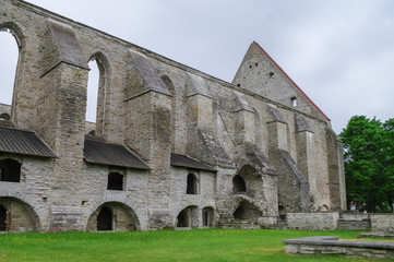 Fototapeta na wymiar Ancient ruined St. Brigitta convent in Pirita region, Tallinn, Estonia