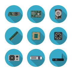 Fototapeta na wymiar flat icons computer components