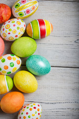 Easter eggs on wooden