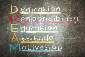 Fototapeta premium Dedication, responsibility, education, attitude, motivation - DR