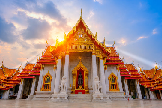 The Marble church of Buddhist in Wat Benchamabopit Dusitvanaram Temple in Bangkok,Thailand