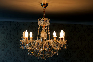 chandelier crystal light in the room