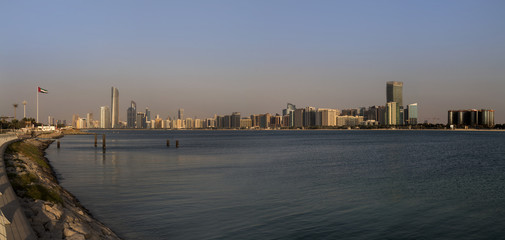Fototapeta na wymiar Abu Dhabi skyscrapers and city view from the Marina