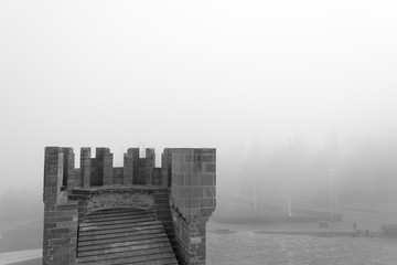 Castle of Xavier on a foggy day (Spain) © rmbarricarte