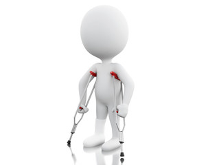 3d White people on crutches.