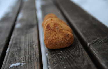 Homemade cookies with cinnamon  over wooden background