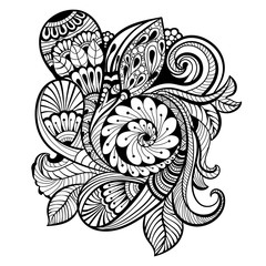 black and white pattern in a zentangle style, Hand-drawn design illustration