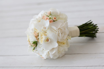 Wedding bouquet of white orchids