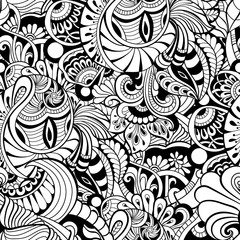 black and white seamless pattern in a zentangle style