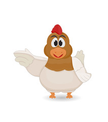 illustration happy mother hen on white background