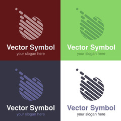 Vector set of abstract green, red, blue and black white logo design of ball, emblems for sport club or shop - circles, rounded symbols