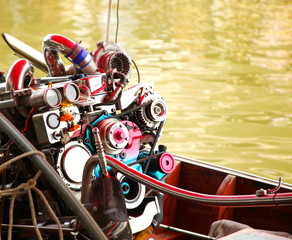 Long tail boat engine.