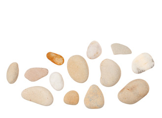 Fototapeta na wymiar light sea stones on white background