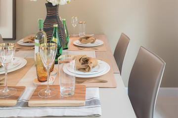 table set on dining table