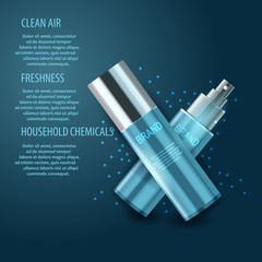 Vector realistic cosmetic bottles with natural elements.