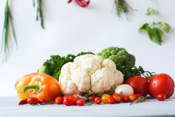 Decorative pattern of fresh vegetables.