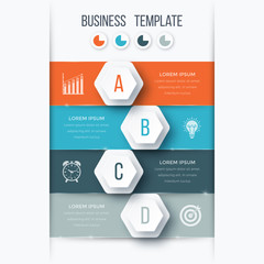 Infographics template four options with hexagon