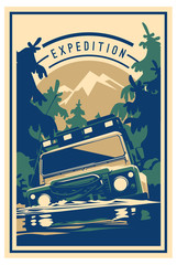 Off-road car logo, safari suv, expedition offroader. © labitase