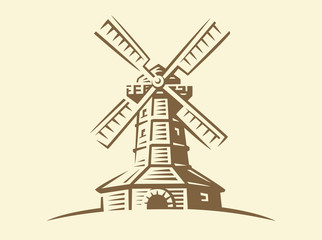 Mill - vector illustration, design on light background © sodesignby