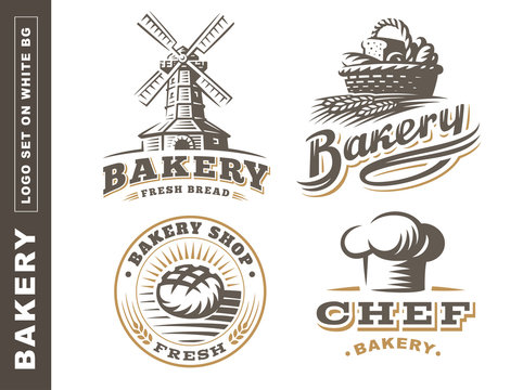 Set bread logo - vector illustration. Bakery emblem design on white background