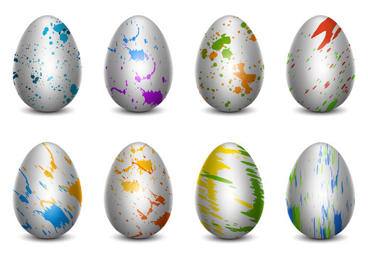 Paint Splattered Easter Egg Icon Set