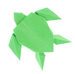 Green sea turtle of origami - obrazy, fototapety, plakaty
